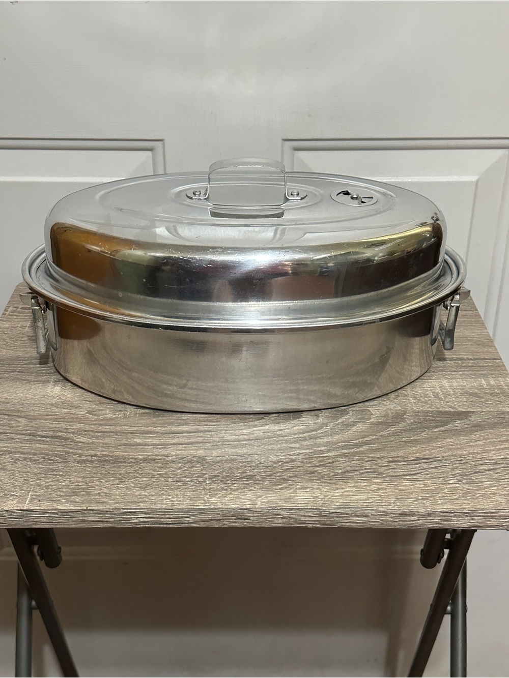 Retro Mirro Vintage Aluminum Roasting Pan W/  Lid & Lifter Rack 876M. Clean!